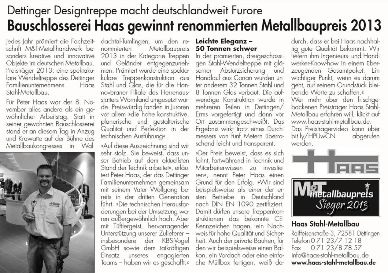 Presse MetallbauPreis 2013